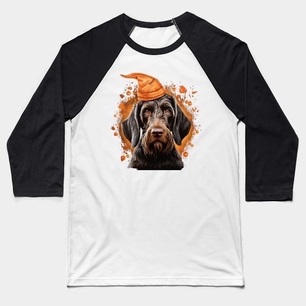 Halloween German Wirehaired Pointer Baseball T-Shirt by NatashaCuteShop